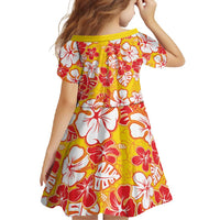 Yellow Hawaii Hibiscus Family Matching Long Sleeve Bodycon Dress and Hawaiian Shirt Tropical Flowers Seamless Pattern LT14 - Polynesian Pride