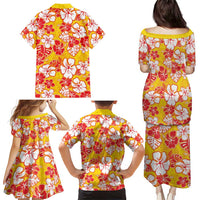 Yellow Hawaii Hibiscus Family Matching Puletasi and Hawaiian Shirt Tropical Flowers Seamless Pattern LT14 - Polynesian Pride
