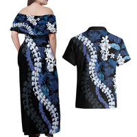 Polu Aloha Hawaii Lei Couples Matching Off Shoulder Maxi Dress and Hawaiian Shirt Tropical Flowers Elegant Vibe LT14 - Polynesian Pride