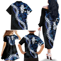 Polu Aloha Hawaii Lei Family Matching Off The Shoulder Long Sleeve Dress and Hawaiian Shirt Tropical Flowers Elegant Vibe LT14 - Polynesian Pride