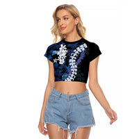 Polu Aloha Hawaii Lei Raglan Cropped T Shirt Tropical Flowers Elegant Vibe - Polynesian Pride