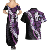 Poni Aloha Hawaii Lei Couples Matching Summer Maxi Dress and Hawaiian Shirt Tropical Flowers Elegant Vibe LT14 - Polynesian Pride