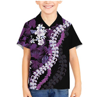 Poni Aloha Hawaii Lei Family Matching Mermaid Dress and Hawaiian Shirt Tropical Flowers Elegant Vibe LT14 Son's Shirt Purple - Polynesian Pride