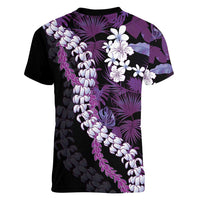 Poni Aloha Hawaii Lei Women V-Neck T-Shirt Tropical Flowers Elegant Vibe LT14 - Polynesian Pride