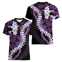 Poni Aloha Hawaii Lei Women V-Neck T-Shirt Tropical Flowers Elegant Vibe LT14 - Polynesian Pride