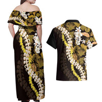 Kula Aloha Hawaii Lei Couples Matching Off Shoulder Maxi Dress and Hawaiian Shirt Tropical Flowers Elegant Vibe LT14 - Polynesian Pride