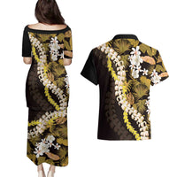 Kula Aloha Hawaii Lei Couples Matching Puletasi and Hawaiian Shirt Tropical Flowers Elegant Vibe LT14 - Polynesian Pride