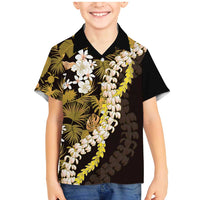 Kula Aloha Hawaii Lei Family Matching Mermaid Dress and Hawaiian Shirt Tropical Flowers Elegant Vibe LT14 Son's Shirt Gold - Polynesian Pride
