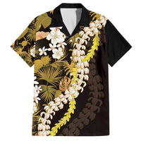 Kula Aloha Hawaii Lei Family Matching Off The Shoulder Long Sleeve Dress and Hawaiian Shirt Tropical Flowers Elegant Vibe LT14 Dad's Shirt - Short Sleeve Gold - Polynesian Pride