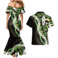 Omaomao Aloha Hawaii Lei Couples Matching Mermaid Dress and Hawaiian Shirt Tropical Flowers Elegant Vibe LT14 - Polynesian Pride