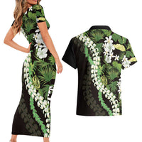 Omaomao Aloha Hawaii Lei Couples Matching Short Sleeve Bodycon Dress and Hawaiian Shirt Tropical Flowers Elegant Vibe LT14 - Polynesian Pride