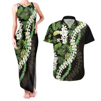 Omaomao Aloha Hawaii Lei Couples Matching Tank Maxi Dress and Hawaiian Shirt Tropical Flowers Elegant Vibe LT14 Green - Polynesian Pride