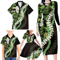 Omaomao Aloha Hawaii Lei Family Matching Long Sleeve Bodycon Dress and Hawaiian Shirt Tropical Flowers Elegant Vibe LT14 - Polynesian Pride
