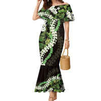 Omaomao Aloha Hawaii Lei Family Matching Mermaid Dress and Hawaiian Shirt Tropical Flowers Elegant Vibe LT14 Mom's Dress Green - Polynesian Pride