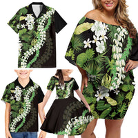 Omaomao Aloha Hawaii Lei Family Matching Off Shoulder Short Dress and Hawaiian Shirt Tropical Flowers Elegant Vibe LT14 - Polynesian Pride