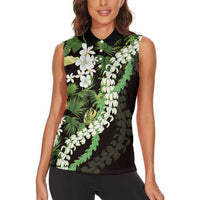 Omaomao Aloha Hawaii Lei Women Sleeveless Polo Shirt Tropical Flowers Elegant Vibe LT14 - Polynesian Pride