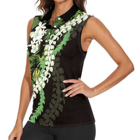 Omaomao Aloha Hawaii Lei Women Sleeveless Polo Shirt Tropical Flowers Elegant Vibe LT14 - Polynesian Pride