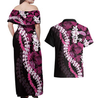 Akala Aloha Hawaii Lei Couples Matching Off Shoulder Maxi Dress and Hawaiian Shirt Tropical Flowers Elegant Vibe LT14 - Polynesian Pride