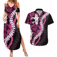 Akala Aloha Hawaii Lei Couples Matching Summer Maxi Dress and Hawaiian Shirt Tropical Flowers Elegant Vibe LT14 Pink - Polynesian Pride