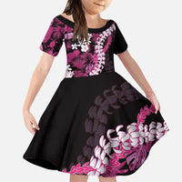 Akala Aloha Hawaii Lei Family Matching Puletasi and Hawaiian Shirt Tropical Flowers Elegant Vibe LT14 Daughter's Dress Pink - Polynesian Pride