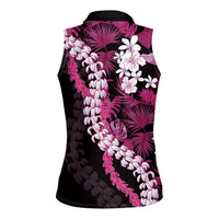 Akala Aloha Hawaii Lei Women Sleeveless Polo Shirt Tropical Flowers Elegant Vibe LT14 - Polynesian Pride