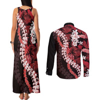 Ulaula Aloha Hawaii Lei Couples Matching Tank Maxi Dress and Long Sleeve Button Shirt Tropical Flowers Elegant Vibe LT14 - Polynesian Pride