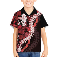 Ulaula Aloha Hawaii Lei Family Matching Long Sleeve Bodycon Dress and Hawaiian Shirt Tropical Flowers Elegant Vibe LT14 Son's Shirt Red - Polynesian Pride