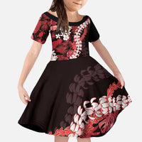 Ulaula Aloha Hawaii Lei Family Matching Off The Shoulder Long Sleeve Dress and Hawaiian Shirt Tropical Flowers Elegant Vibe LT14 Daughter's Dress Red - Polynesian Pride