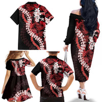 Ulaula Aloha Hawaii Lei Family Matching Off The Shoulder Long Sleeve Dress and Hawaiian Shirt Tropical Flowers Elegant Vibe LT14 - Polynesian Pride