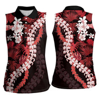 Ulaula Aloha Hawaii Lei Women Sleeveless Polo Shirt Tropical Flowers Elegant Vibe LT14 - Polynesian Pride