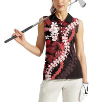 Ulaula Aloha Hawaii Lei Women Sleeveless Polo Shirt Tropical Flowers Elegant Vibe LT14 - Polynesian Pride