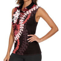 Ulaula Aloha Hawaii Lei Women Sleeveless Polo Shirt Tropical Flowers Elegant Vibe LT14 - Polynesian Pride