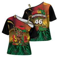 Vanuatu Independence Day Cross Shoulder Shirt Chibi Boar Proud To Be A Ni-Van LT14 - Polynesian Pride