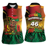 Vanuatu Independence Day Women Sleeveless Polo Shirt Chibi Boar Proud To Be A Ni-Van LT14 - Polynesian Pride