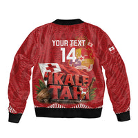 Tonga Rugby Custom Bomber Jacket 2026 Go Ikale Tahi Ngatu Pattern LT14 - Polynesian Pride
