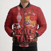 Tonga Rugby Custom Bomber Puffer Jacket 2026 Go Ikale Tahi Ngatu Pattern LT14 - Polynesian Pride