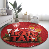 Tonga Rugby Custom Round Carpet 2026 Go Ikale Tahi Ngatu Pattern LT14 - Polynesian Pride