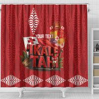 Tonga Rugby Custom Shower Curtain 2026 Go Ikale Tahi Ngatu Pattern LT14 - Polynesian Pride