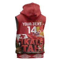 Tonga Rugby Custom Sleeveless Hoodie 2026 Go Ikale Tahi Ngatu Pattern LT14 - Polynesian Pride