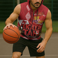 Tonga Rugby Custom Sleeveless Zip Hoodie 2026 Go Ikale Tahi Ngatu Pattern LT14 - Polynesian Pride