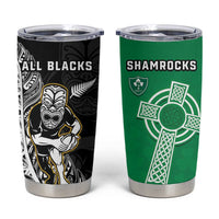New Zealand and Ireland Rugby Tumbler Cup All Black Maori Mix Shamrocks LT14 Black - Polynesian Pride