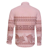 Pastel Pink Samoa Siapo Teuila Flowers Family Matching Off The Shoulder Long Sleeve Dress and Hawaiian Shirt LT14 - Polynesian Pride