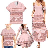 Pastel Pink Samoa Siapo Teuila Flowers Family Matching Summer Maxi Dress and Hawaiian Shirt LT14 - Polynesian Pride