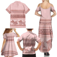 Pastel Pink Samoa Siapo Teuila Flowers Family Matching Summer Maxi Dress and Hawaiian Shirt LT14 - Polynesian Pride