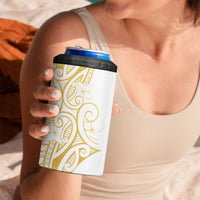 Polynesia White Sunday 4 in 1 Can Cooler Tumbler Plumeria Polynesian Tribal Gold Color LT14 - Polynesian Pride