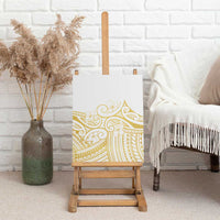 Polynesia White Sunday Canvas Wall Art Plumeria Polynesian Tribal Gold Color - Polynesian Pride
