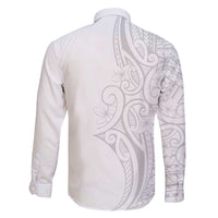 Polynesia White Sunday Family Matching Off Shoulder Short Dress and Hawaiian Shirt Plumeria Polynesian Tribal Grey Color LT14 - Polynesian Pride