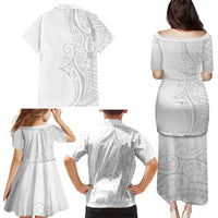 Polynesia White Sunday Family Matching Puletasi and Hawaiian Shirt Plumeria Polynesian Tribal Grey Color LT14 - Polynesian Pride