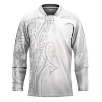Polynesia White Sunday Hockey Jersey Plumeria Polynesian Tribal Grey Color - Polynesian Pride