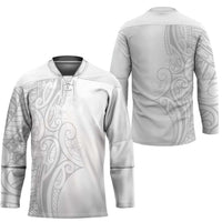 Polynesia White Sunday Hockey Jersey Plumeria Polynesian Tribal Grey Color - Polynesian Pride